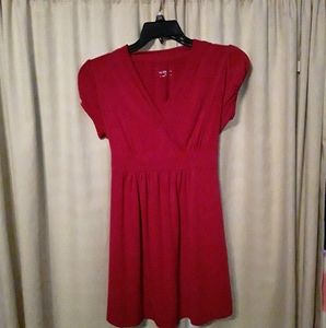 Marina red dress with short sleeves